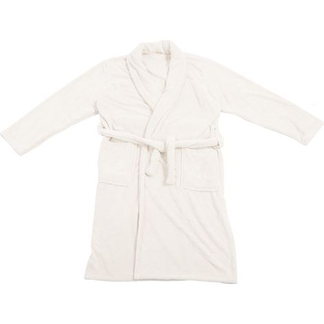 [Albornoz] Albornoz de pana blanca gruesa de 822 g, absorbente, cálido, con cinturón, para parejas, hogar u hotel. (1/5)