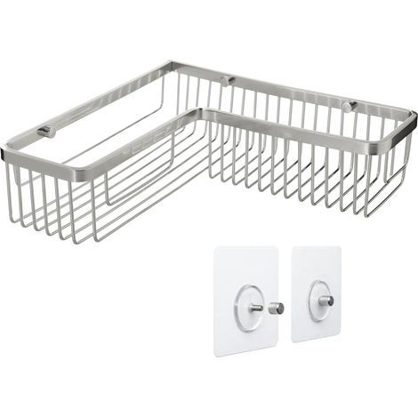 1 - Etagere Salle De Bain - Panier De Douche - Fixation Sans Percage Quick Fix - Aluminium Inoxydable Base Rainurée Pour Gel Et Shampoing Salle D Eau Chromé 30x8,5x30cm (1/3)