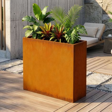 Pflanzkübel Vaargel 82x90x30 cm Cortenstahl Edelrost [casa.pro]