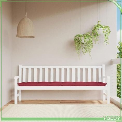 361649 Coussin de banc de jardin rouge bordeaux 200x50x7 cm (1/5)