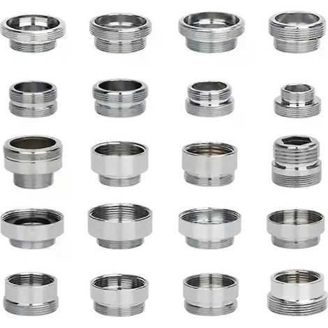 Küchenarmatur-Adapterset 18/20/22/24 mm auf 22 mm mit Unterlegscheibe, Metall, Stecker/Buchse, sparsamer Wasserhahnanschluss, Badezimmerzubehör (1/4)