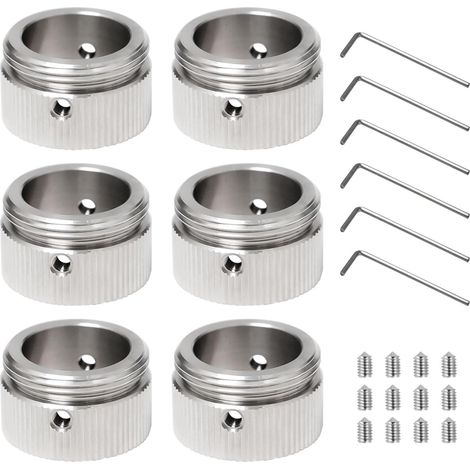 Lot de 6 Adaptateurs de Thermostat de Radiateur, M30 × 1,5 Adaptateur Vanne de Radiateur en Acier 304 Inoxydable pour Valve RA/RAV/RAVL, avec 6 Clé Hexagonale, DiamèTre Intérieur 22 mm (1/5)