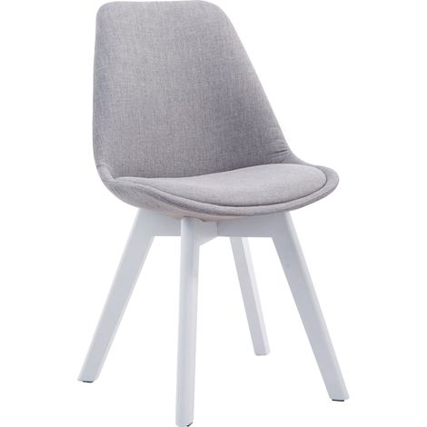 Chaise de salle à manger x1 design scandinave en tissu gris et piètement à 4 pieds en bois blanc 100003315 (1/5)