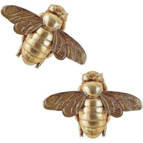Sculpture murale d'abeille dorée : Art insecte en résine pour la décoration intérieure et extérieure (1/5)
