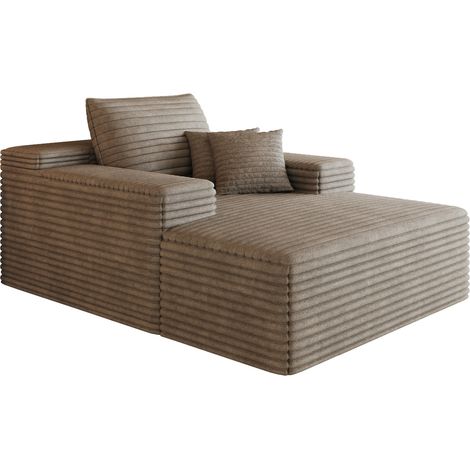 CHICFURN Sofá chaise longue modular 115x159 cm en tejido de canalé marrón claro, sin montaje (1/5)