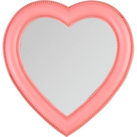 Miroir de maquillage en forme de cœur, miroir cosmétique mural, miroir de bureau, miroir de chambre, cadeau 17,5 x 18,5 cm Rose 2 (1/4)