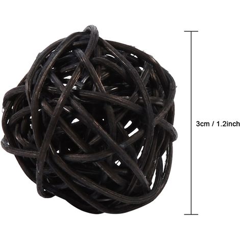 20 Boules Décoratives en Rotin pour Mariage, Noël, Anniversaire et Fêtes (Noir) (1/4)