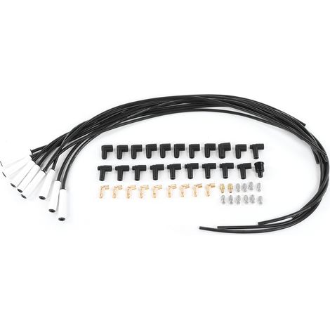 Kit de fils de bougie 8,5 mm/0,3 po, 135°, embouts céramique, borne acier inoxydable, 9002C, universel (1/5)