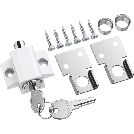 1PCS Verrou de Porte Coulissant Fermeture Porte Coulissante pour Portes Battantes Portes Coulissantes Fenêtres Serrures Pour Fenêtre pour Sécurité des Enfants Animaux Domestiques - Blanc (1/5)