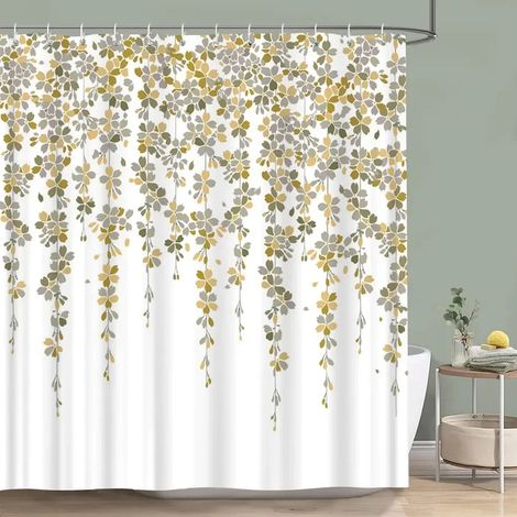 Filiyano-Rideau de douche vert sauge, motif botanique, feuilles d'eucalyptus, aquarelle, feuilles vertes, rideau de salle de bain fleuri, décoration