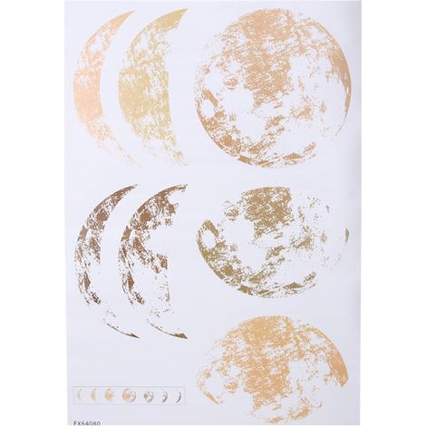 Panneau mural autocollant motif phase lunaire doré, déco fond pour chambre salon, sticker mural art design argenté (1/5)