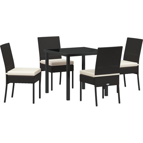 5-teiliges Garten-Esszimmer Set Schwarz Poly-Rattan vidaXL (1/5)