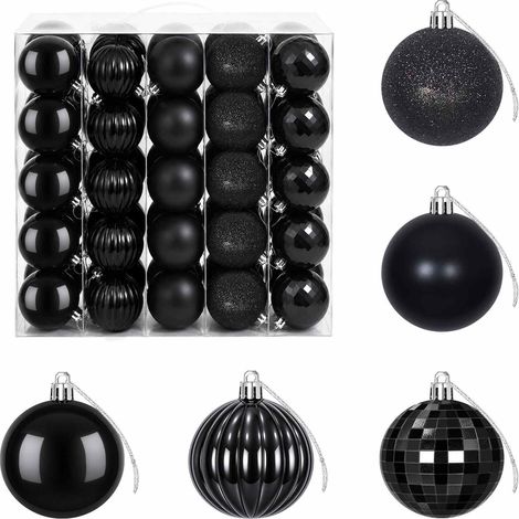 Juego de bolas navideñas 75 uds. Negro 6 cm Poliestireno vidaXL (1/5)
