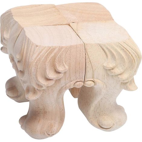 Quatre pieds de meubles vintage en bois d'hévéa massif, compatibles avec les canapés, les tables, les armoires, etc., et pouvant remplacer les pieds de canapé, de table et d'armoire. (1/5)