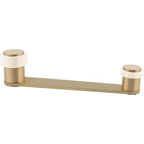 Butée de porte avec retenue pivotante Pour porte jusqu'à 100 mm d'épaisseur Laiton Vis + cheville Ref I-253 (Laton Mat - Caoutchouc blanc) (1/3)