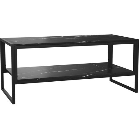 Tavolino da caffè in stile moderno con 2 ripiani, 106 x 50 x 47 cm, nero.