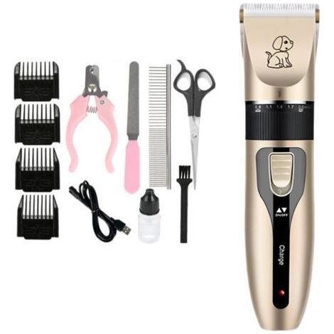 Tondeuse pour chiens et chats, 4 sabots interchangeables, 5 vitesses, batterie rechargeable, fonctionnement silencieux (1/5)