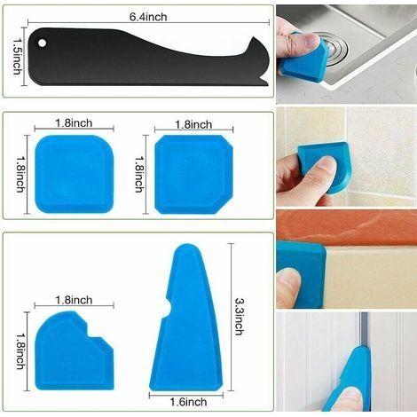 Silikonfugenglätter, verbesserter Eckschaber für Glaskleber, Silikon-Fugenspachtel-Set (11-teilig) (1/4)