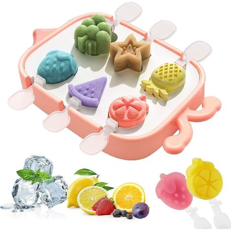 Lot de 6 moules à glace en silicone sans BPA avec bâtonnets réutilisables faciles à démouler - Moule à glace maison pour enfants (1/5)
