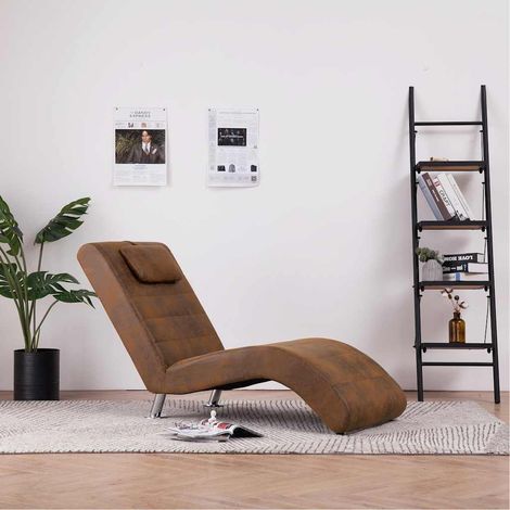 vidaXL Diván con almohada de piel de ante artificial marrón (1/5)