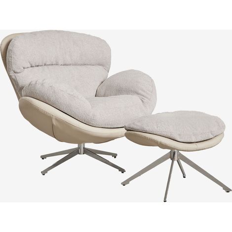 Sillón con reposapiés giratorios en tela bouclé Amanda SKLUM        (1/5)