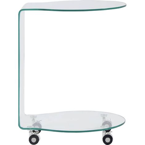Table Basse à Roulettes Table d'Appoint en Verre Trempé Transparent 45 x 40 x 58 cm (1/5)
