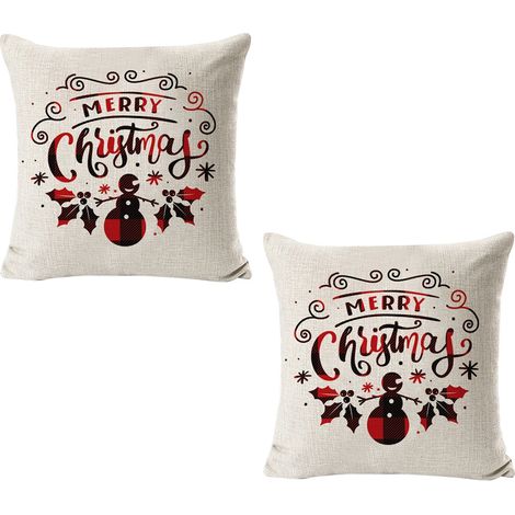 Taie Doreiller Noel - 45 X 45 Cm - Motif Fete De Fin Dannee - Pour Canape Chaise Lit - Lot De 2 (1/5)
