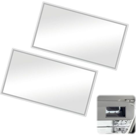 Miroir Pare Soleil Voiture HD Maquillage, Miroir de Courtoisie Voiture Universel Autocollant, Miroir Voiture Pare Soleil en Acier Inoxydable, Miroir Voiture Incassable pour Pare-soleil et Dossier (1/5)