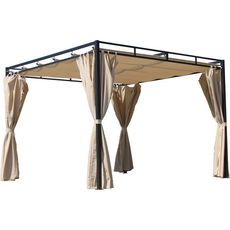 Ersatzdach für Flachdach Pergola Firenze 3x3m Pergoladach Bezug Sand