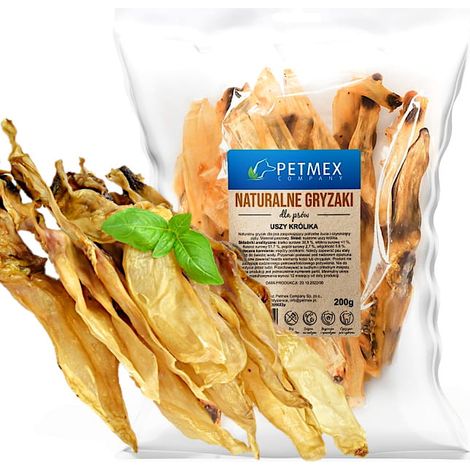 Snack masticabile naturale per cani a base di orecchie di coniglio essiccate, Petmex 200g (1/3)