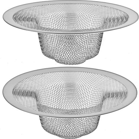 Lot de 2 – Panier-filtre en maille (diamètre supérieur 4,5 po / panier 3 po) en acier inoxydable pour évier de cuisine – Grand récupérateur de résidus alimentaires. Écoulement rapide et panier entière (1/3)