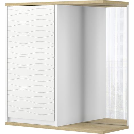 Bad Spiegelschrank Livia, Weiß, 60 x 63 cm mit Spiegel, Vicco
