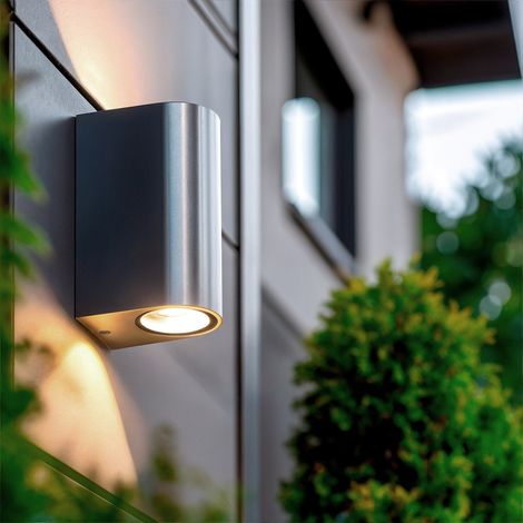 Applique da Parete per Esterni Alluminio Doppia Luce Big Gala Argento