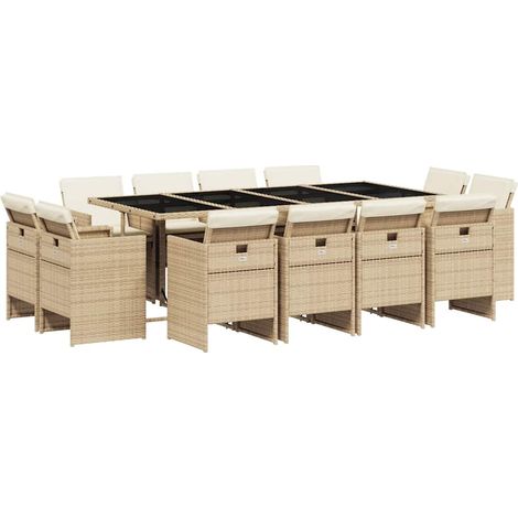Maison Exclusive - Set da Pranzo da Giardino 13 pz con Cuscini Beige in Polyrattan