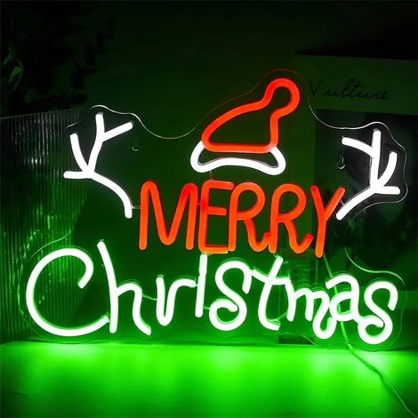 Neon Sign - Merry Christmas - Acrylique - 42 x 27 cm - Décoration Murale Intérieure - 20 W - 1 Pièce (1/5)