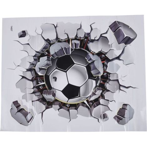 3D Autocollant De Mur Football Pvc Art Soccer Crack Décalcomanie Chambre Garçons (1/4)