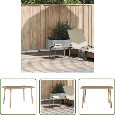 Table de jardin - Table basse de jardin rectangulaire beige 60x40x37 cm rotin (1/5)