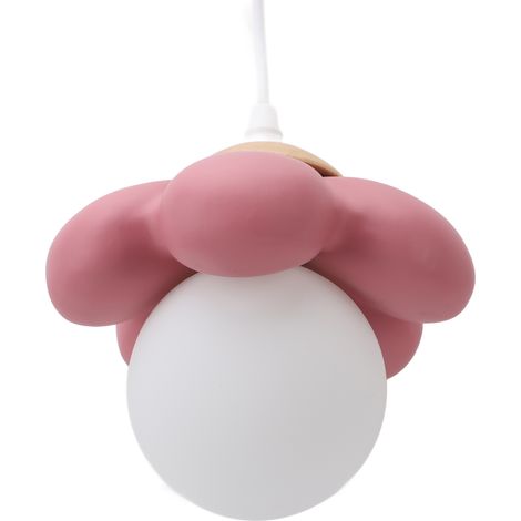 Suspension lampe fleur crème design pour îlot cuisine salle à manger chambre salon, matériau résine fer verre bois, douille G9 40W, câble 115cm (1/5)