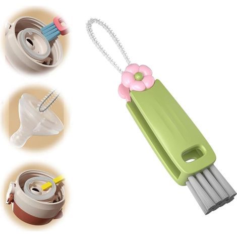 3-in-1 Cup Lid Cleaning Brush, Bottle Lid Brush, Multifunctional Space Cleaning Brush, Water Bottle Cleaning Brush (Green) (1/5)