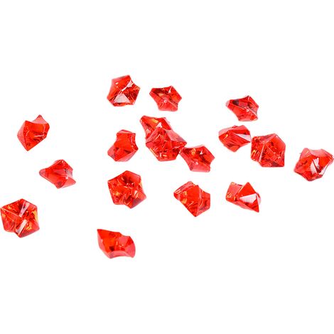 Lot de 100 glaçons en acrylique rouge, fausses pierres de glace pilée, décorations pour aquarium, 11 x 14 mm