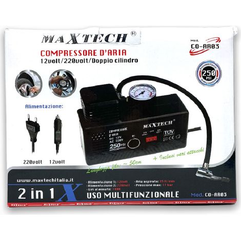Trade Shop - Compresor De Aire De 35lt 12v / 220v, Incluidos Los Adaptadores Max 17bar Co-ar03 Portátil - (1/3)