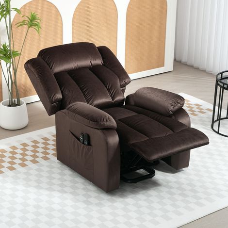 Sillón elevador eléctrico, masaje 8 puntos, calor lumbar, marrón OKMYHOME (1/5)