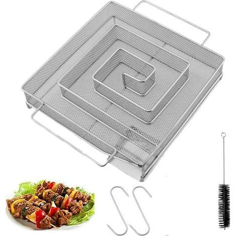 Générateur de fumée froide professionnel en acier inoxydable 15 x 15 x 4 cm avec brosse de nettoyage et crochet – Compatible avec toutes les barbecues (1/5)