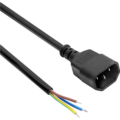 Akyga Strom Anschlusskabel [1x Kaltgeräte-Buchse C14 - 1x offene Kabelenden] 1.5 m Schwarz