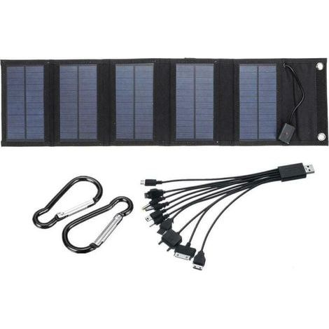 Chargeur de panneau solaire pliable 70 W avec sortie 5 V DC (10 connecteurs) et port USB, centrale électrique portable-- (1/5)