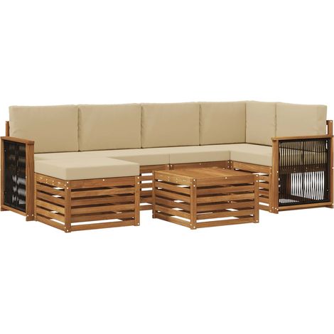 Conjunto de Sofá Seccional con cojín 6 pcs Natural vidaXL (1/5)