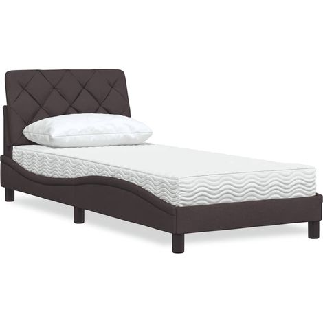 Bett mit Matratze Dunkelbraun 80x200 cm Stoff
