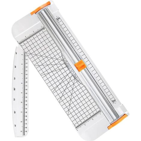 A4 Massicot 12 Pouces, Règle Titane Guillotine Coupe Papier avec Sécurité Système et Remplaçable Lame (Règle Latérale Incluse) pour Papier Craft, Coupons, Étiquettes et Cartes 38CM (1/5)