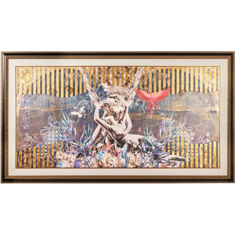 Vintage Art Deco Lovers Framed Wall Decor, 266x150 cm Wooden Frame, Classic Style with Modern Touch, Ideal for Home Decoration and Art Gallery, Perfect for Living Room and Bedroom, Unique Multicolor A (1/5)