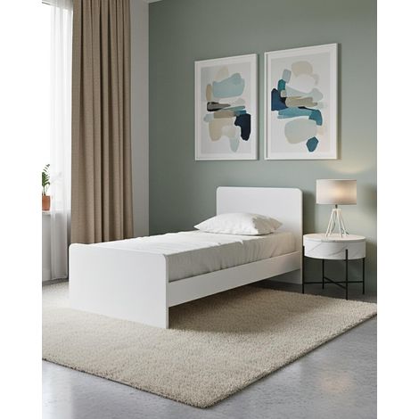 Letto easy con fascioni e pediera - Letto singolo 87 x 197 - Struttura Bianca - Rete e materasso esclusi (1/5)